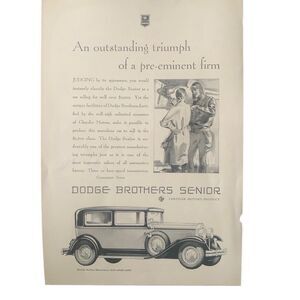 Vintage 1929 Dodge Brothers Senior Triumph Ad Advertisement